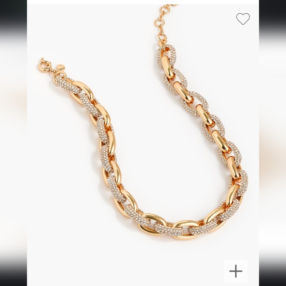NWOT J.Crew Pavé crystal contrast oval link necklace